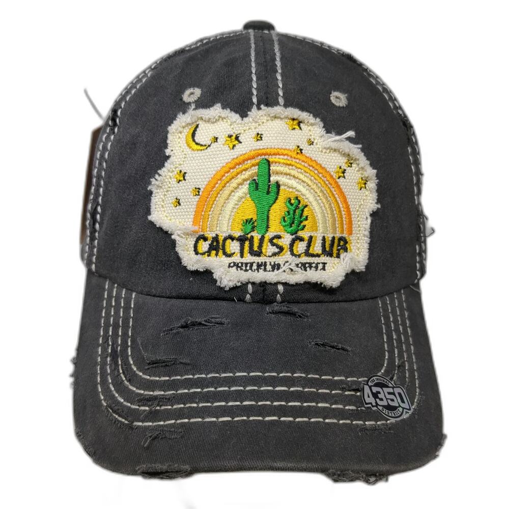 4350 District Baseball Cap Gray One Size Distressed Cactus Club Patch Cotton Hat